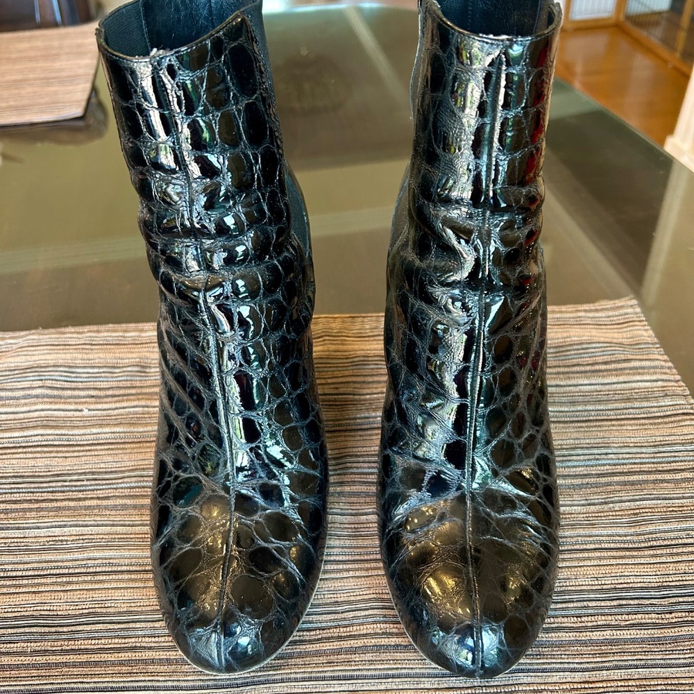 Kate Spade “Katrin” Croc Embossed Patent Leather Boots with Stilettos in Size 10 - Picture 4 of 6